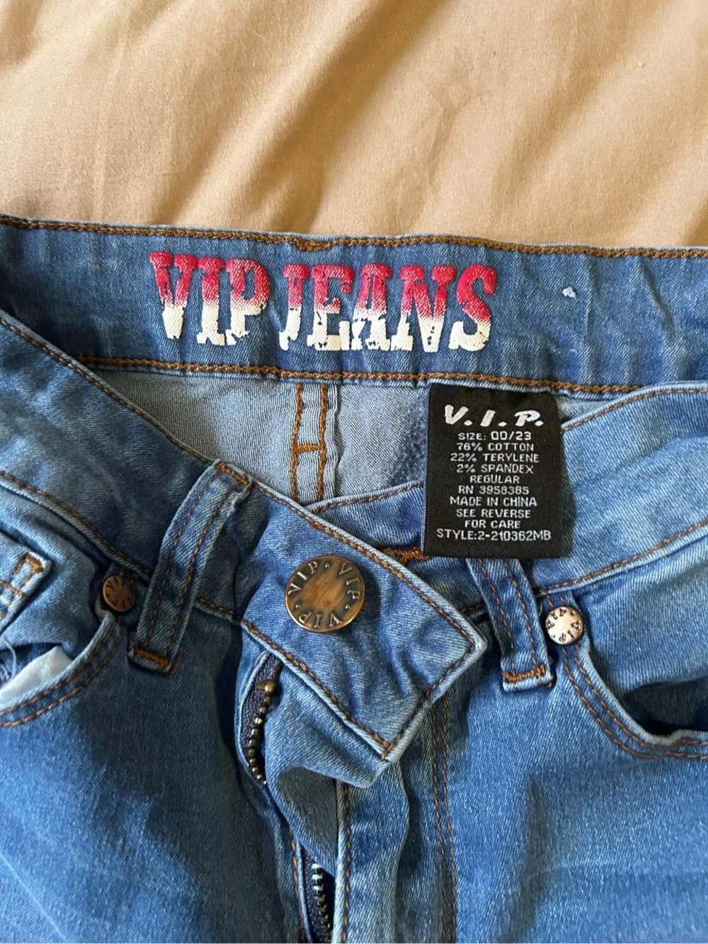 VIP Jeans Skinny Blue Denim with Red & White Logo